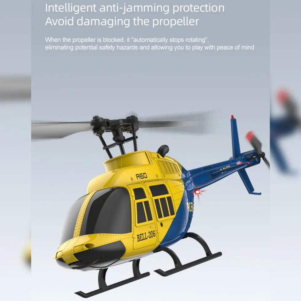 A60 BELL206 90-Class 2.4G 4CH Single Rotor Flybarless Mini RC Helicopter Model with Optical Flow Altitude Hold 1/42 Scale