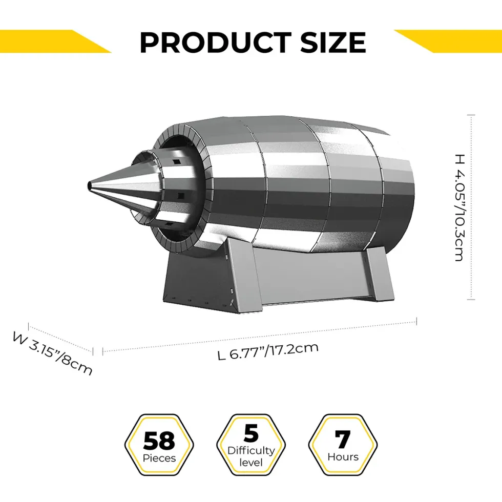 AIR FORCE JET TURBINE 3D Metal Aircraft Turbine Model Kit, Collectible Desktop Display for Aviation Lovers-58PCS