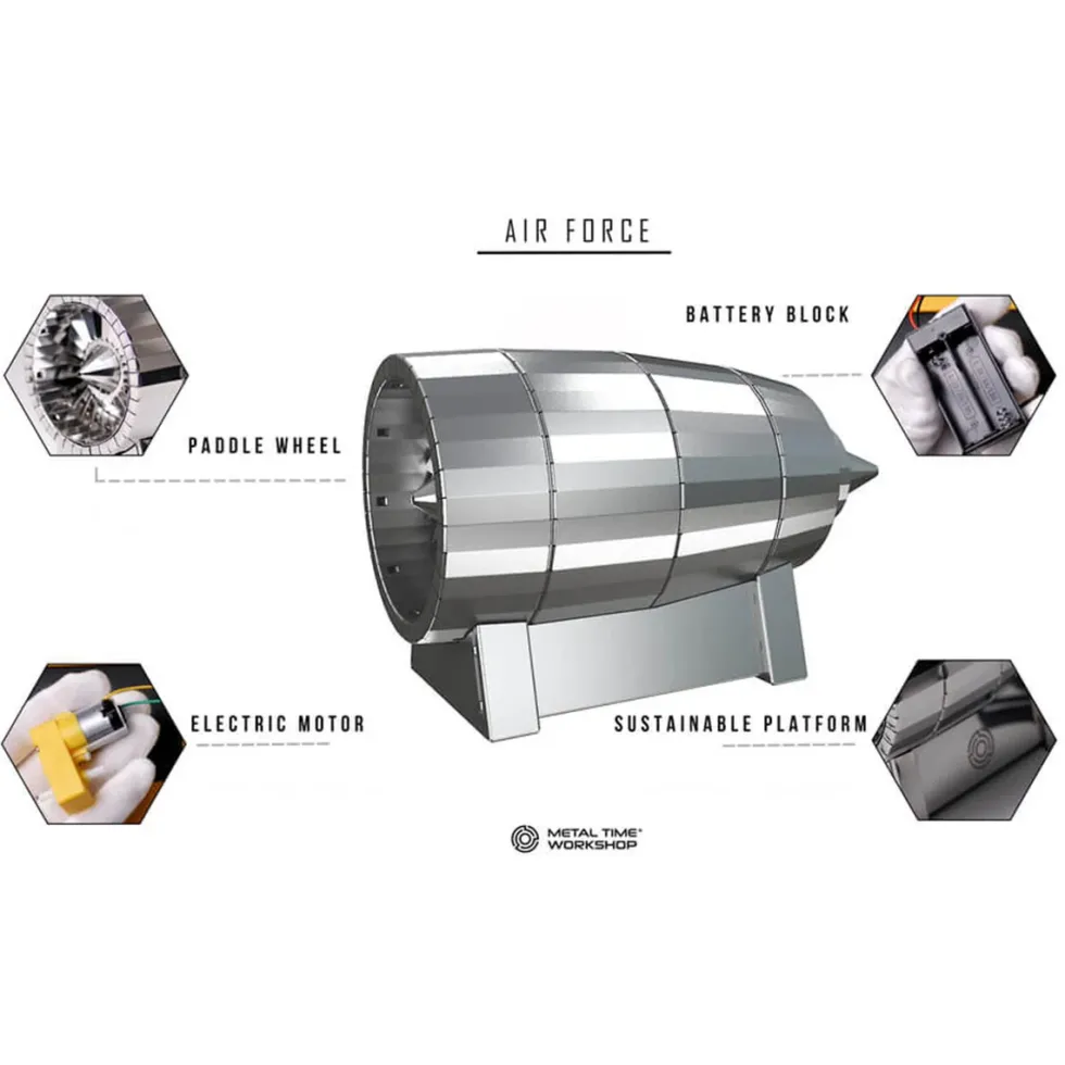 AIR FORCE JET TURBINE 3D Metal Aircraft Turbine Model Kit, Collectible Desktop Display for Aviation Lovers-58PCS