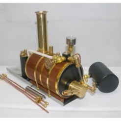 3.7CC Retro Vertical 2-cylinder Reciprocating Double-acting Model Steam Engine with 200ml Steam Boiler