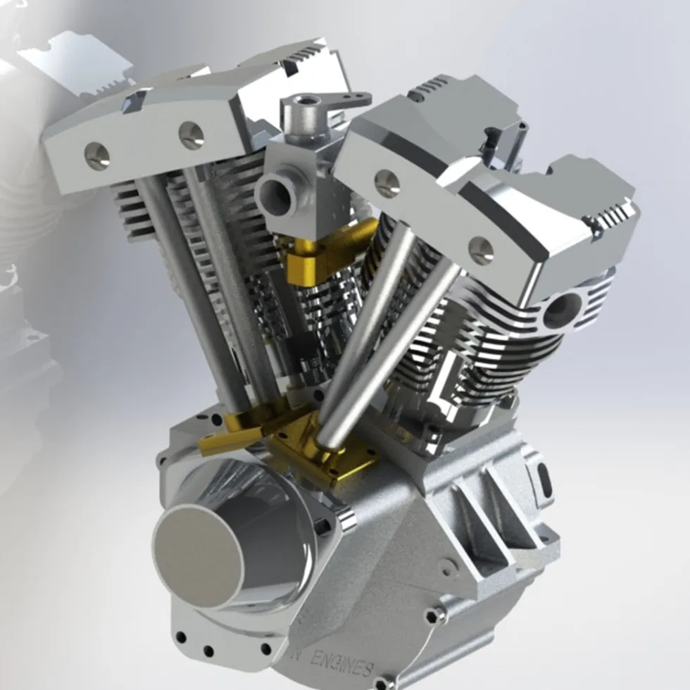 CISON FG-VT157 15.7cc Mini OHV V-twin V2 Shovelhead Engine 4-Stroke Air-cooled Gasoline Engine Motorcycle RC Engine Model