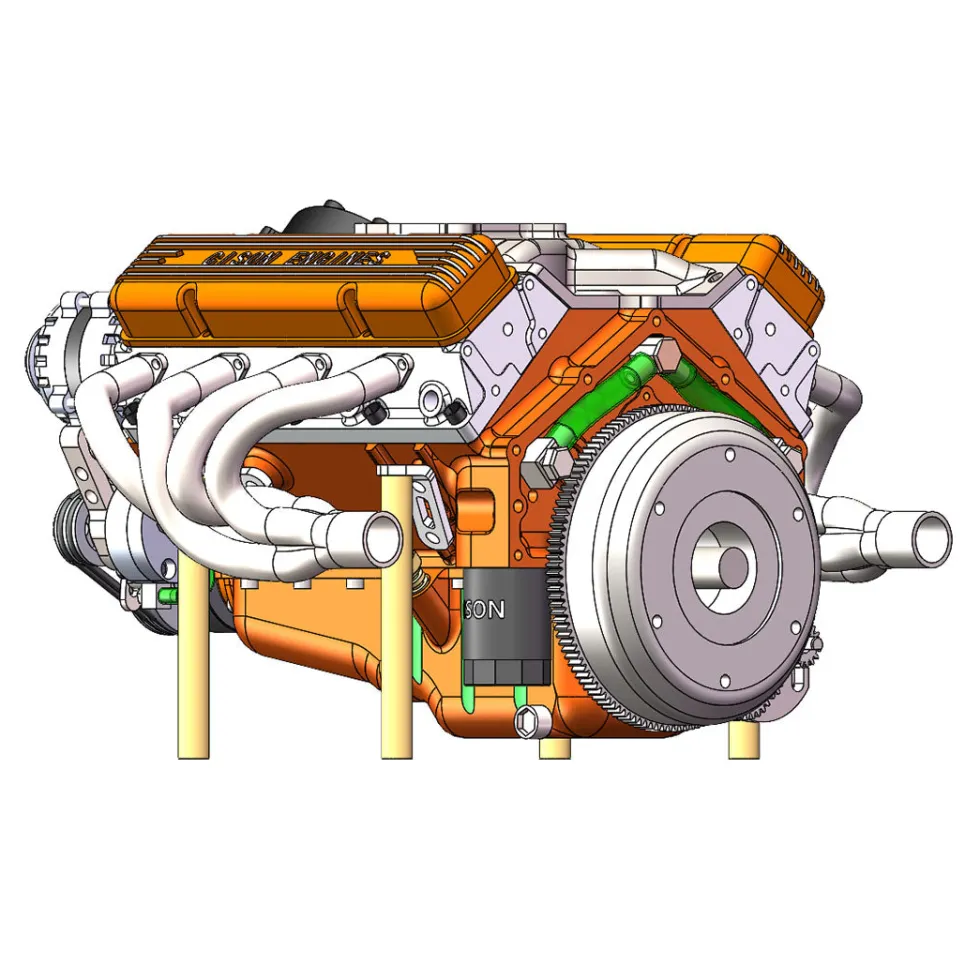 CISON Small-block 44CC 1/6 Scale Water-Cooled OHV 4-Stroke V8 Gas Engine Internal Combustion Engine - Build Your Own V8 Engine that Works