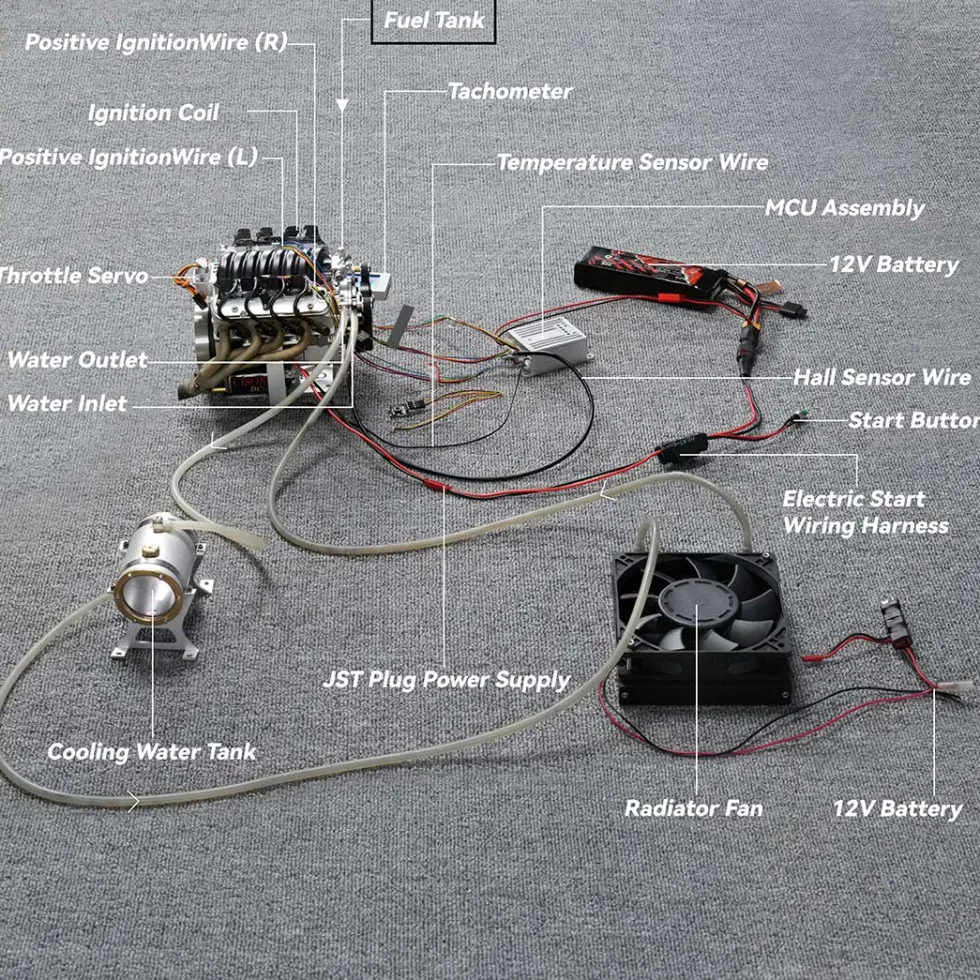 CISON V8 Engine LS-52 Small-block 52CC 1/5 Water-Cooled 4-Stroke 8-Cylinder Gasoline Engine Internal Combustion V8 Engine Model Kit that Works