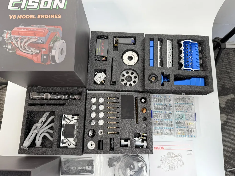 CISON V8 Engine Pro Small-block 44CC 1/6 Scale Water-Cooled 4-Stroke 8-Cylinder Gasoline Engine Internal Combustion V8 Engine Model Kit that Works