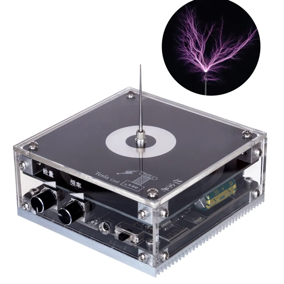 10cm Electronic Music Tesla Coil Bluetooth Artificial Lightning Hand Touch Magnetic Storm Coil Experimenting Device Toy Desktop Type