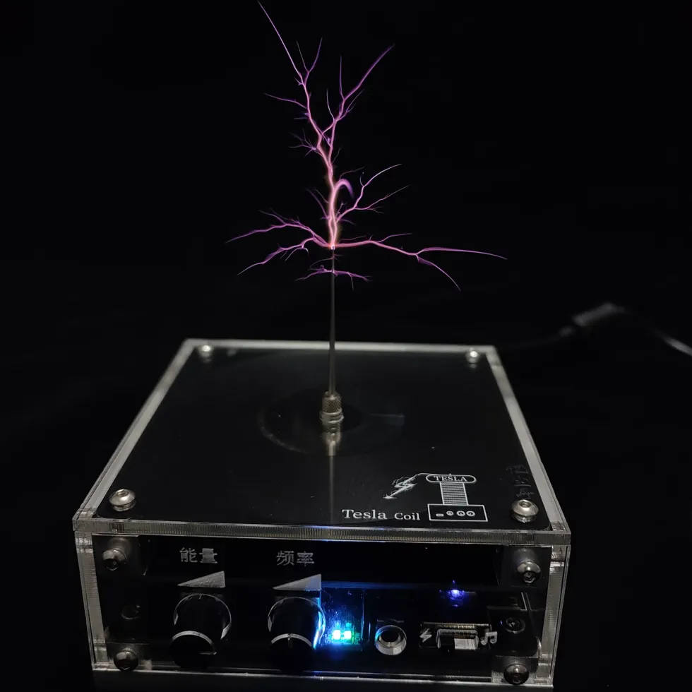 10cm Electronic Music Tesla Coil Artificial Lightning Hand Touch Magnetic Storm Coil Experimenting Device Teaching Tool Desktop Toy