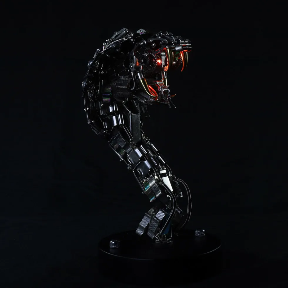 Cobra Snake 3D Metal Puzzle Kit Athanatos Half Body Serpent Statue with Lights 400+Pcs