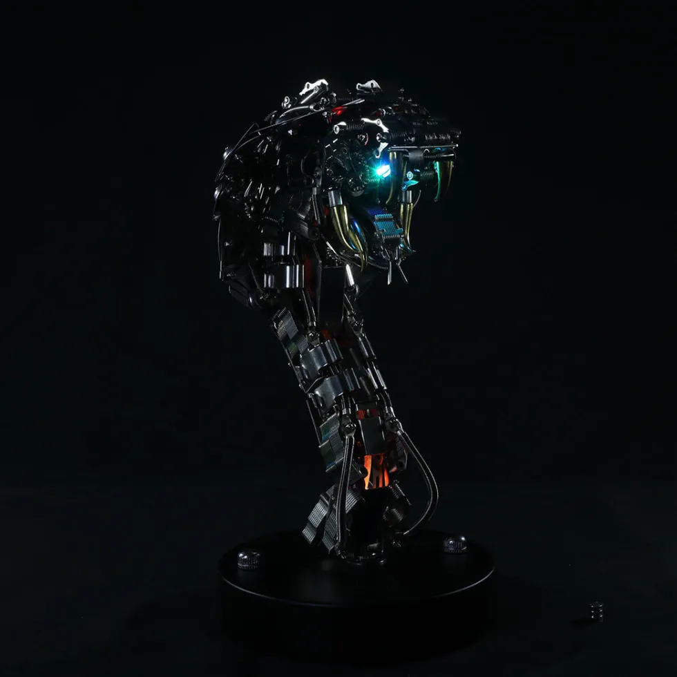 Cobra Snake 3D Metal Puzzle Kit Athanatos Half Body Serpent Statue with Lights 400+Pcs