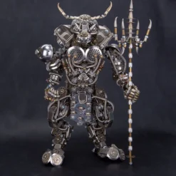 3D Bull-Headed Man DIY Mechanical Punk Demon Surrealistic Creature Metal Assembly Model Creative Ornament