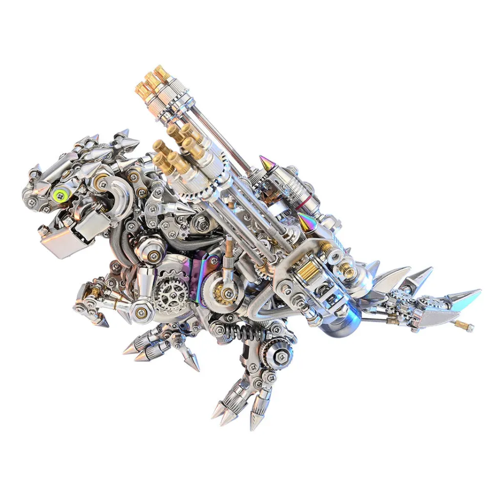 3D DIY Mechanical Dinosaur with Wings Punk Metal Assembly Dinosaur Model Creative Trendy Desk Ornament