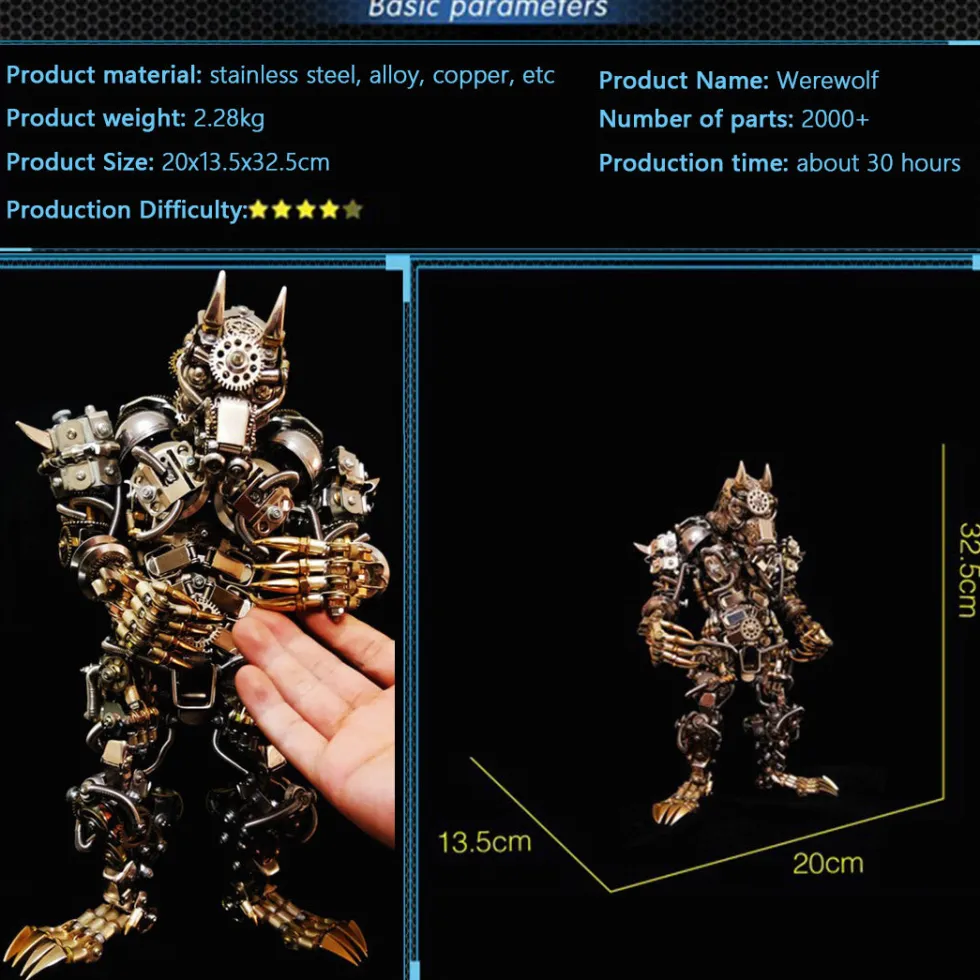 3D DIY Metal Assembly Werewolf Model Hyperrealistic Toy Set