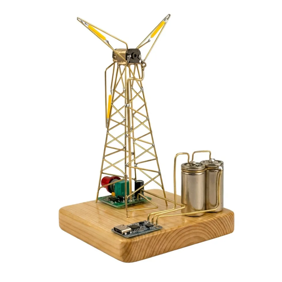 DIY Metal Industrial-Style Windmill Lamp Model Kit - Rotatable Creative Desktop Lamp