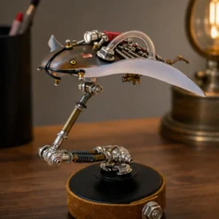 3D Mechanical Manta Ray Metal Model Kit, DIY Steampunk Assembly Puzzle with LED Light, Desktop Display Decor (200+PCS)
