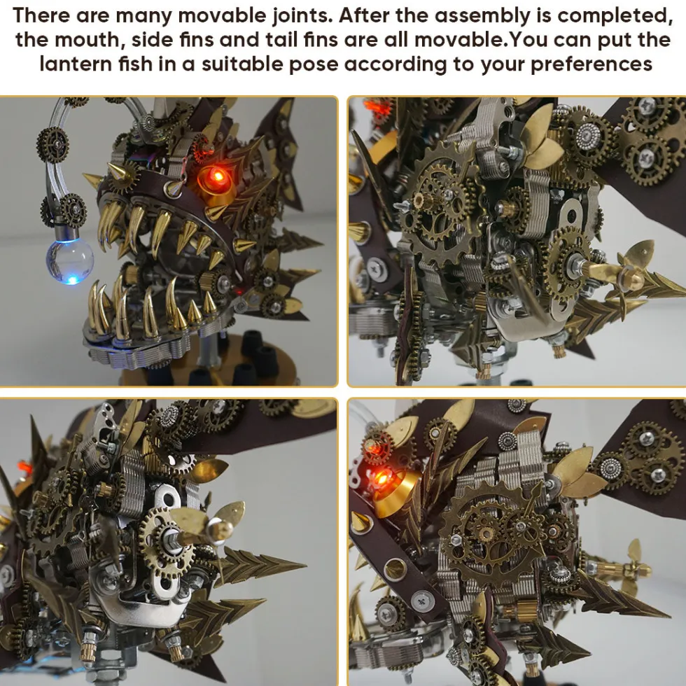 3D Metal Lantern Fish DIY Steampunk Assembly Anglefish Model Colorful Lamp Creative Trendy Toy -700PCS