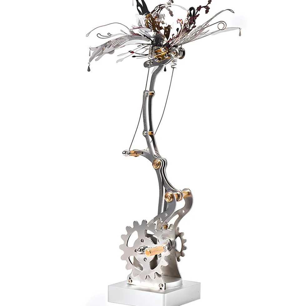 3D Metal Mechanical Butterfly Assembly Model Kit with Mechanical Transmission