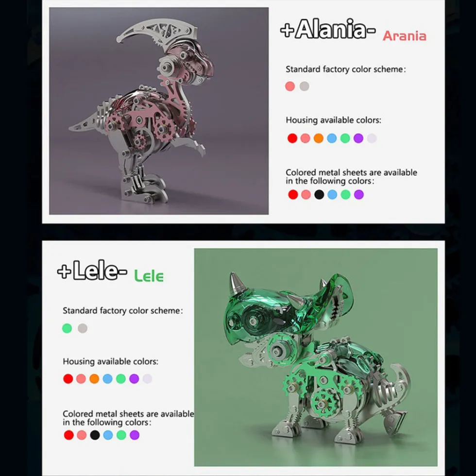 3D Metal Mechanical Dinosaur Model Kit DIY Parasaurolophus Assembly Model - 160PCS