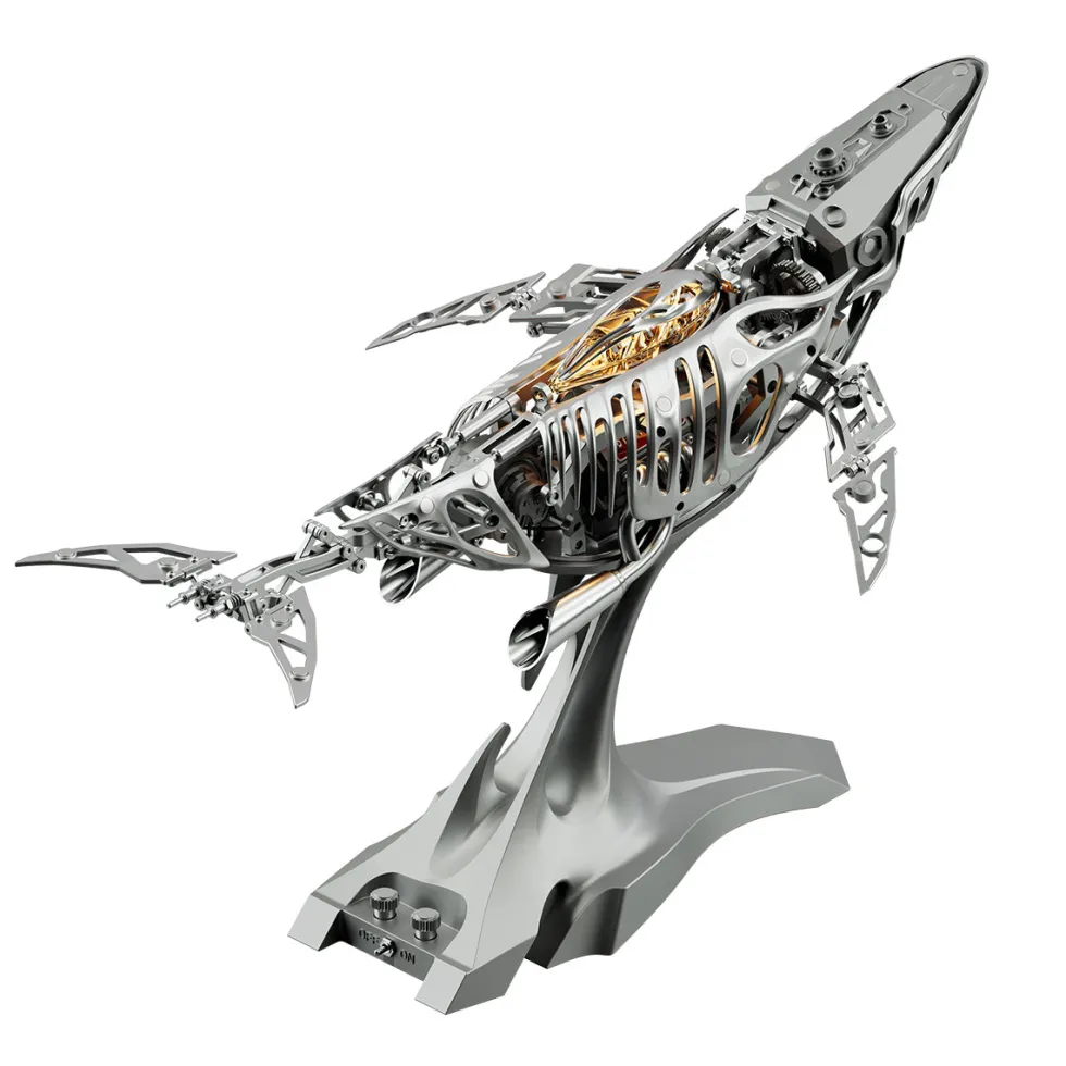 3D Metal Mechanical Humpback Whale Model Kit– DIY Marine Creature Assembly Puzzle Toy