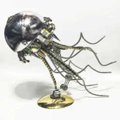 3D Metal Mechanical Jellyfish Model Kit-DIY Steampunk Assembly with USB Warm Light Desk Lamp for Desktop Display (800+PCS)