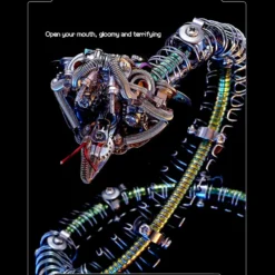 3D Metal Mechanical Spiky Blue-Green Snake Assembly Model Kit-500+PCS