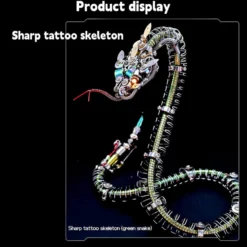 3D Metal Mechanical Spiky Blue-Green Snake Assembly Model Kit-500+PCS