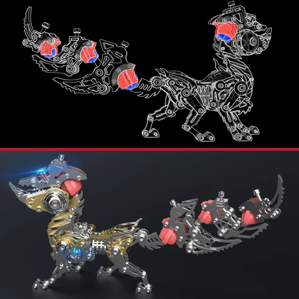 3D Metal Puzzle Mechanical Fox DIY Model Assembly Creative Toy Set