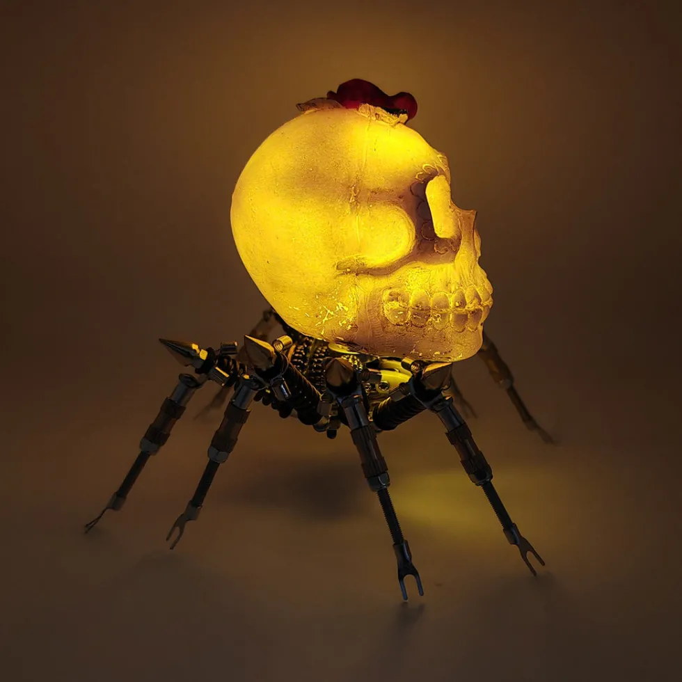 3D Metal Skull Spider Night Light Assembly Model Kit