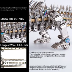 3D Metal Sleeping Crocodile DIY Metal Puzzle Model Kit Mechanical Assembly Crafts 1500+PCS