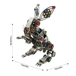 3D Metal Steampunk Puzzle Mechanical Easter Bunny Rabbit Model DIY Assembly Animal Jigsaw Puzzle Kit with Egg-500PCS+