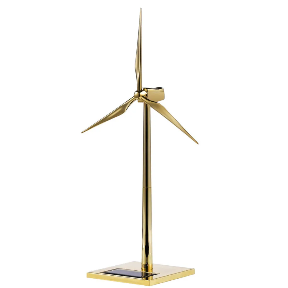 3D Metal Windmill Assembly Model Solar Powered Wind Turbine Model Golden