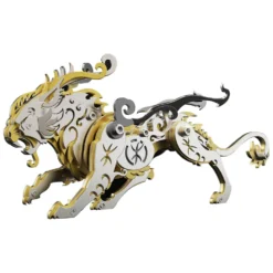 3D Puzzle DIY Model Kit Jigsaw Metal Tiger Model Ancient Chinese Beasts Mechanical Assembly Crafts-Black Golden