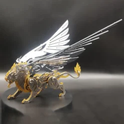 3D Puzzle DIY Model Kit Jigsaw Metal Tiger Model Ancient Chinese Beasts Mechanical Assembly Crafts-Black Golden