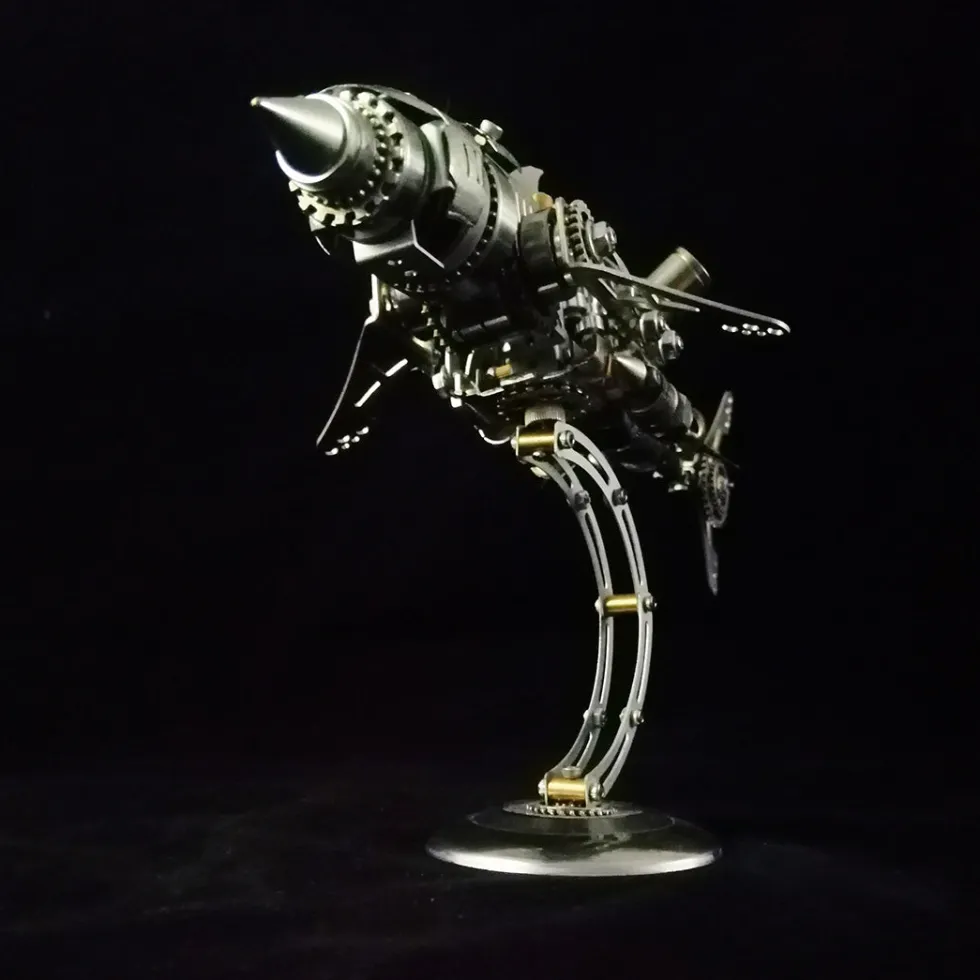3D Puzzle Model Kit Mechanical Shark with Display Platform Metal Games DIY Assembly Jigsaw Crafts Creative Gift-209PCS