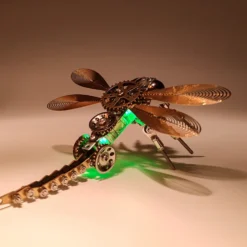 3D Puzzle Model Kit Mechanical Dragonfly with Night Light Color-changing Metal Games - 260Pcs