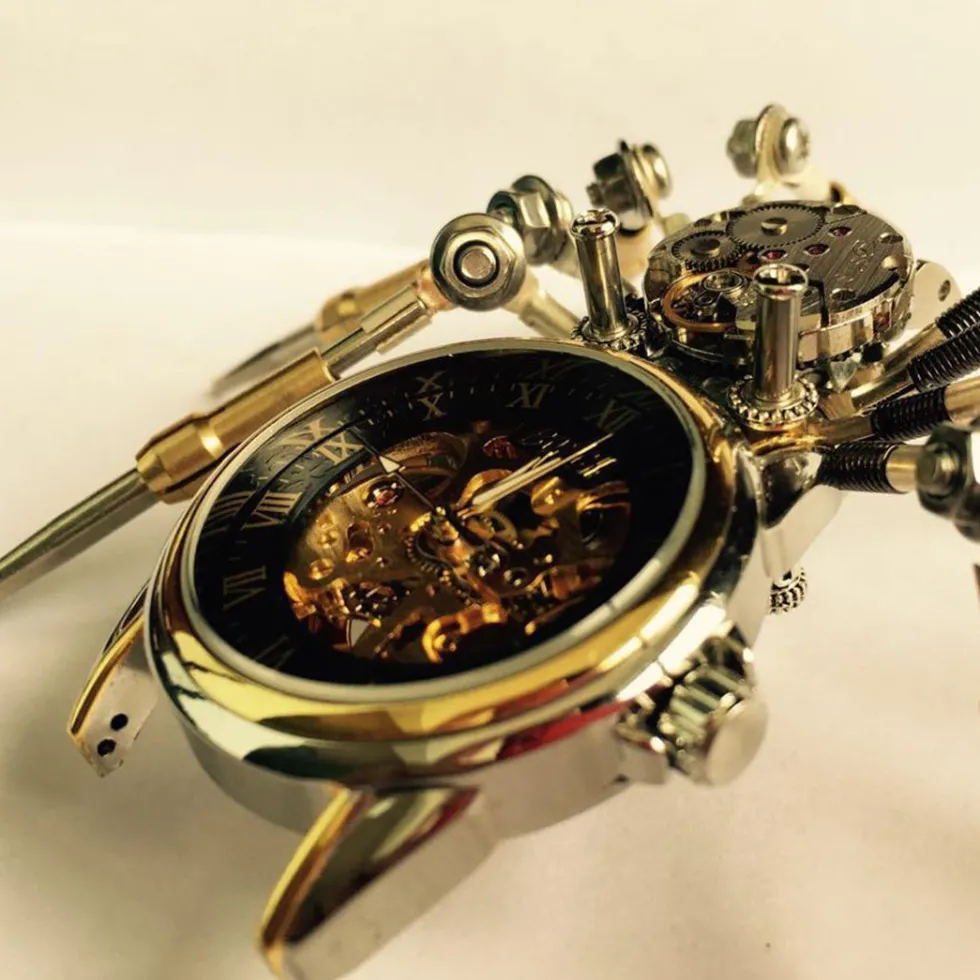 3D Puzzle Model Kit Spider Shaped Mechanical Clock Model Creative Gift