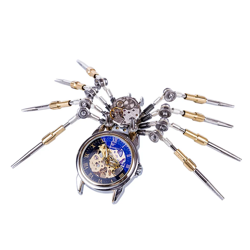 3D Puzzle Model Kit Spider Shaped Mechanical Clock Model Creative Gift