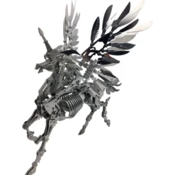 3D Stainless Steel Mechanical Unicorn DIY Assembly Model Kit, Desktop Decoration Gift for Adults and Collectors