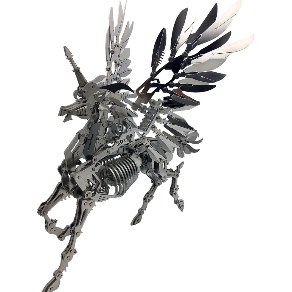 3D Stainless Steel Mechanical Unicorn DIY Assembly Model Kit, Desktop Decoration Gift for Adults and Collectors
