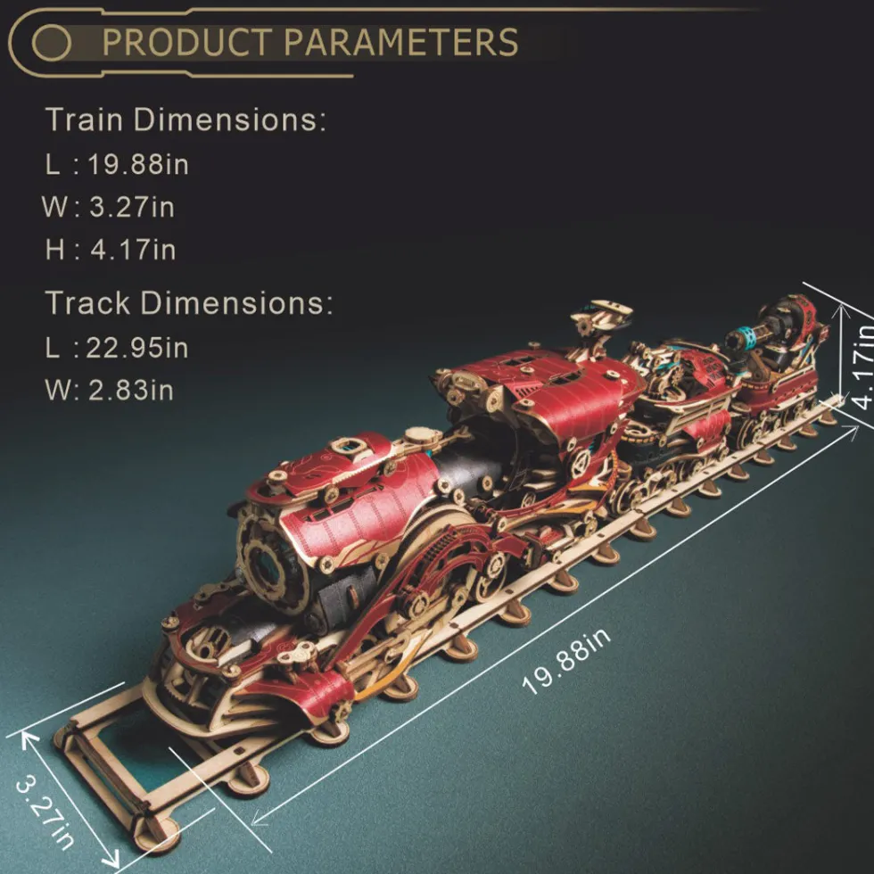3D Wooden Steampunk Victorian Steam Train Model Building Kit 800+PCS with Led Light