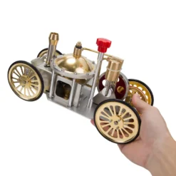 ENJOMOR Antique Metal Steam-Powered Car Model Retro Steam Engine Model Car STEM Toy Christmas Gift Collection
