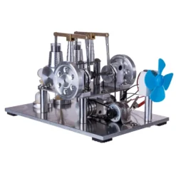 ENJOMOR Balance Type 2 Cylinder Hot Air Stirling Engine Generator with Bulb, Voltage Meter, Fan - STEM Toy