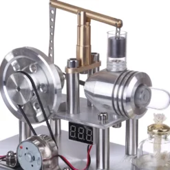 ENJOMOR Balance Type Hot Air Stirling Engine Generator Model with Voltage Digital Display Meter and LED Bulb - STEM Toy