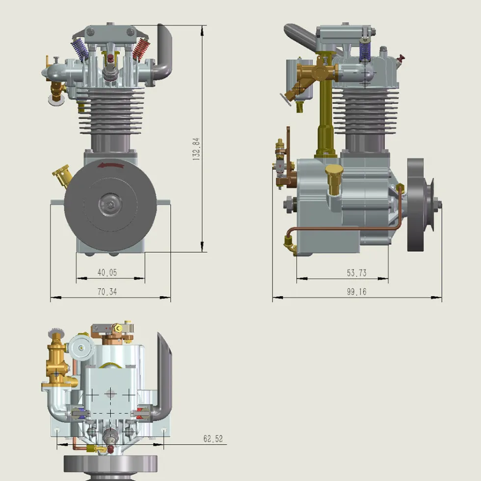 ENJOMOR 10cc Flathead Engine Single Cylinder 4 Stroke L Head Sidevalve Engine Water-cooled Gasoline Engine Internal Combustion Engine