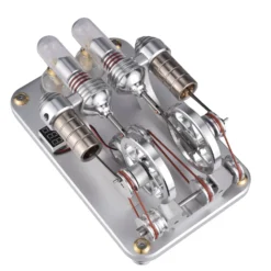 ENJOMOR 2 Cylinder Stirling Engine Model Generator Model with Voltage Meter and LED Lamp Bead - STEM Toy