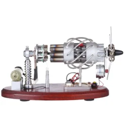 ENJOMOR 16 Cylinder Swash Plate Stirling Engine Generator Model with LED and Voltage Digital Display Meter - STEM Toy