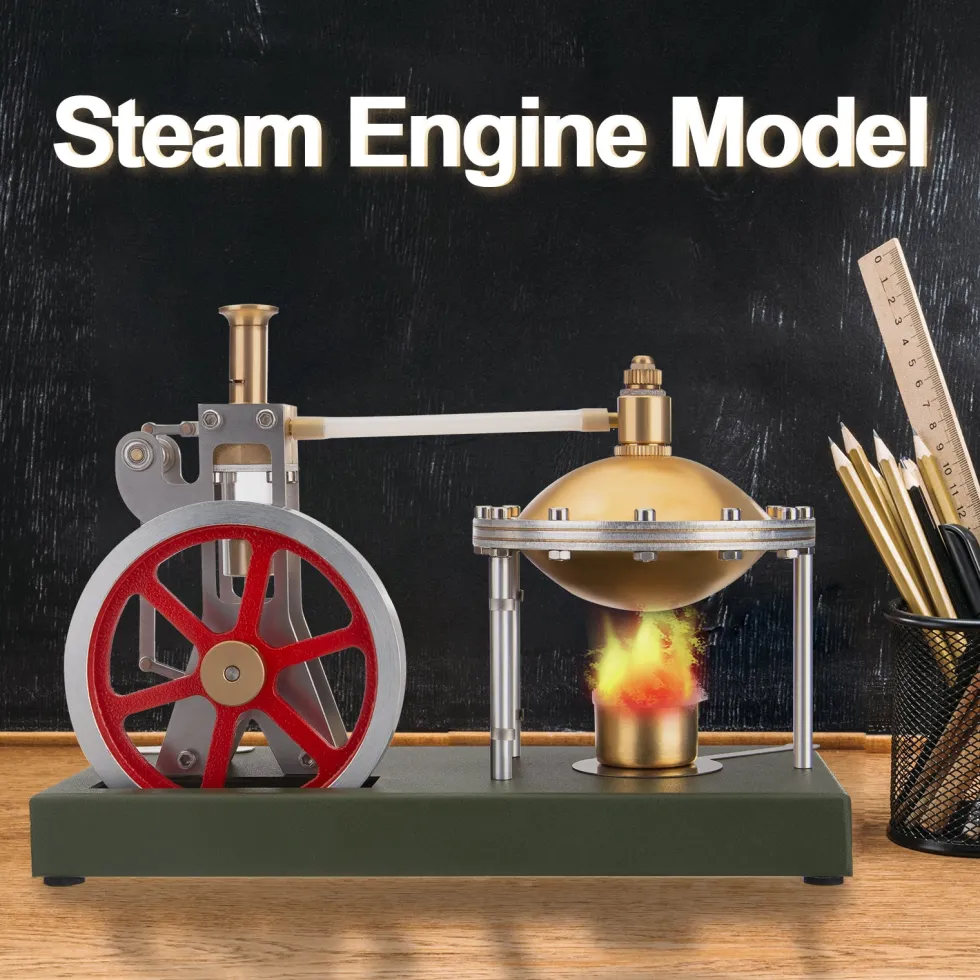 ENJOMOR DIY Assembly Steam Engine Kit Retro Vertical with Spherical Boiler DIY KIT