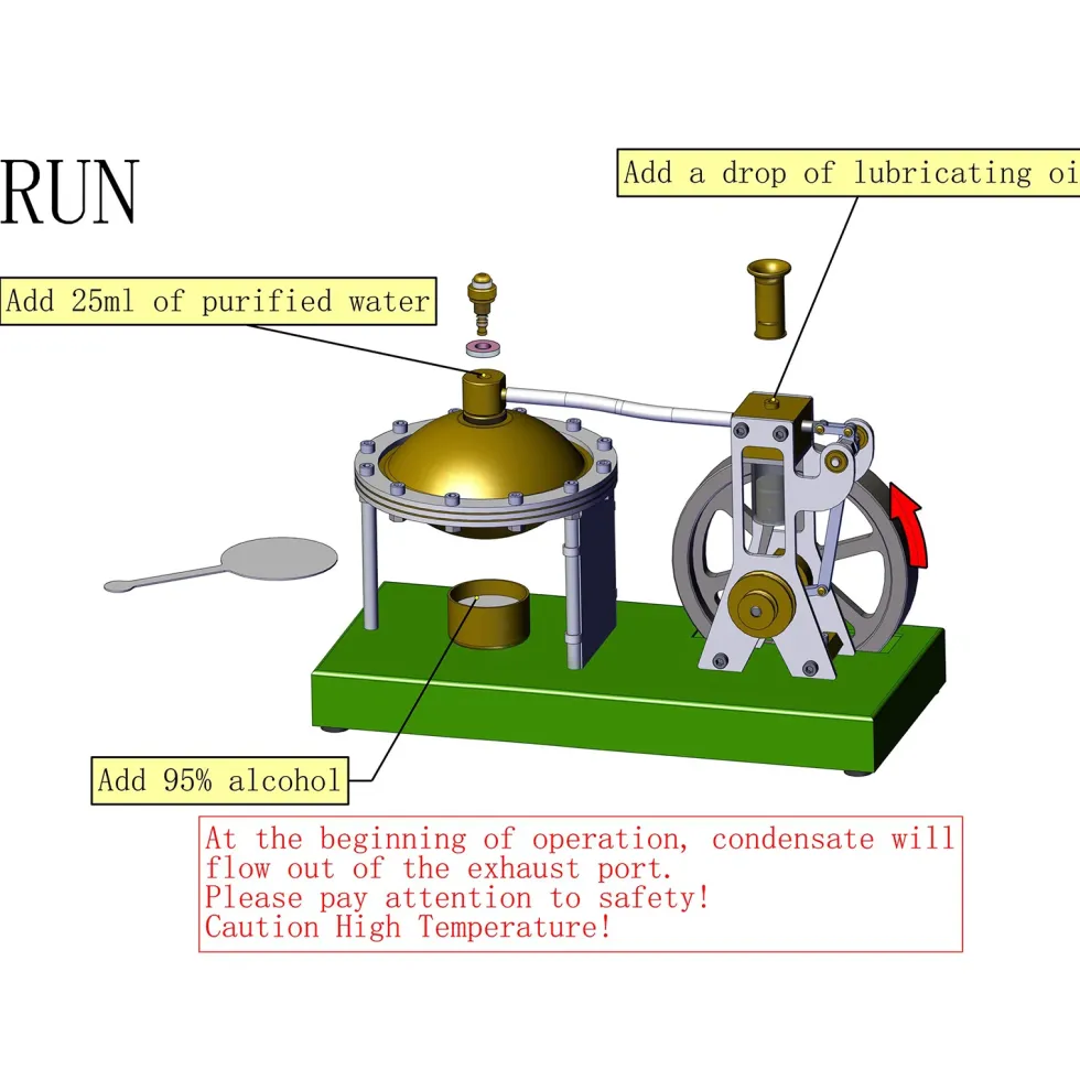 ENJOMOR Retro Vertical Steam Engine Kit with Spherical Boiler and RETROL Mini Steam Generator and Lamp Scene Model Set