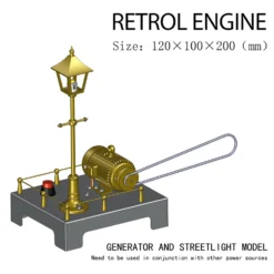 ENJOMOR Retro Vertical Steam Engine Kit with Spherical Boiler and RETROL Mini Steam Generator and Lamp Scene Model Set