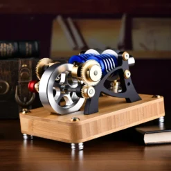 ENJOMOR α-type Alpha Double-Cylinder Double-Piston Hot Air Stirling Engine Model Toy Gift for Science and Education Machinery Enthusiasts