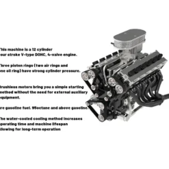 ENJOMOR V12 GS-V12 72CC DOHC Gasoline V12 Engine Model That Works with Starter Kit