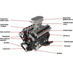 ENJOMOR V12 GS-V12 72CC DOHC Gasoline V12 Engine Model That Works with Starter Kit
